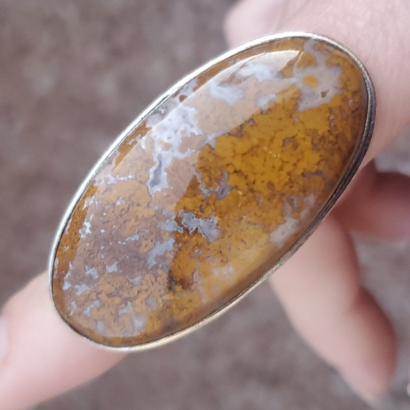 New Overzized Seam Agate 925 Silver Statement Ring. - Picture 15 of 16